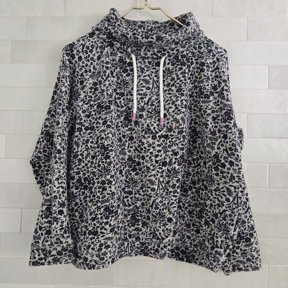 Joules Nadia Floral Print Funnel Neck Pullover Sweatshirt Blue Gray Size 14 - Picture 4 of 10